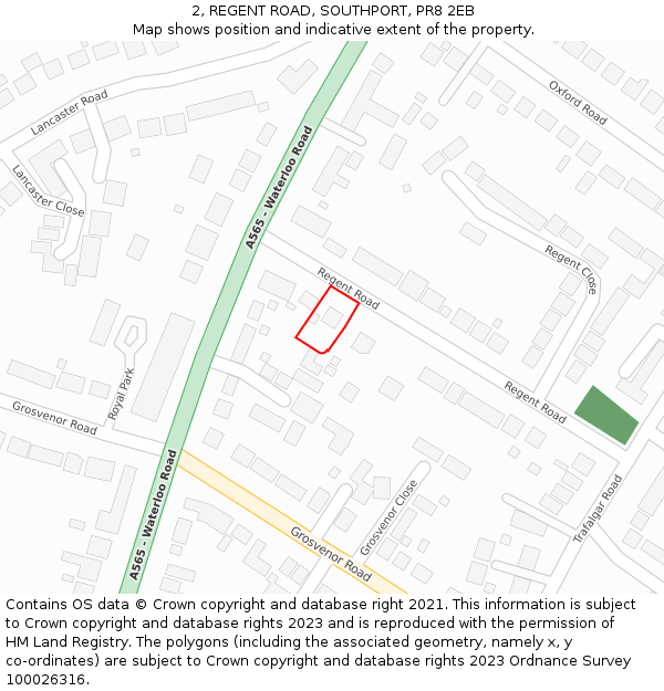 2, REGENT ROAD, SOUTHPORT, PR8 2EB: Location map and indicative extent of plot