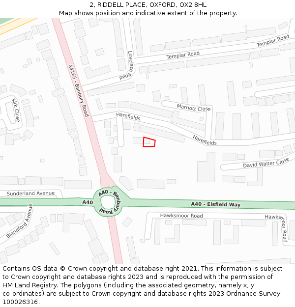 2, RIDDELL PLACE, OXFORD, OX2 8HL: Location map and indicative extent of plot