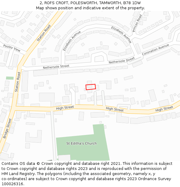 2, ROFS CROFT, POLESWORTH, TAMWORTH, B78 1DW: Location map and indicative extent of plot