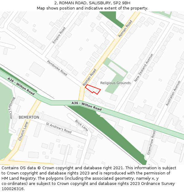 2, ROMAN ROAD, SALISBURY, SP2 9BH: Location map and indicative extent of plot