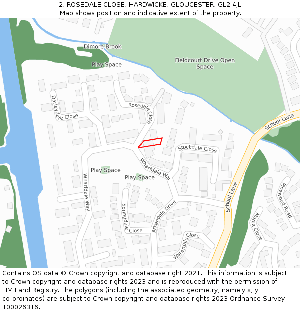 2, ROSEDALE CLOSE, HARDWICKE, GLOUCESTER, GL2 4JL: Location map and indicative extent of plot