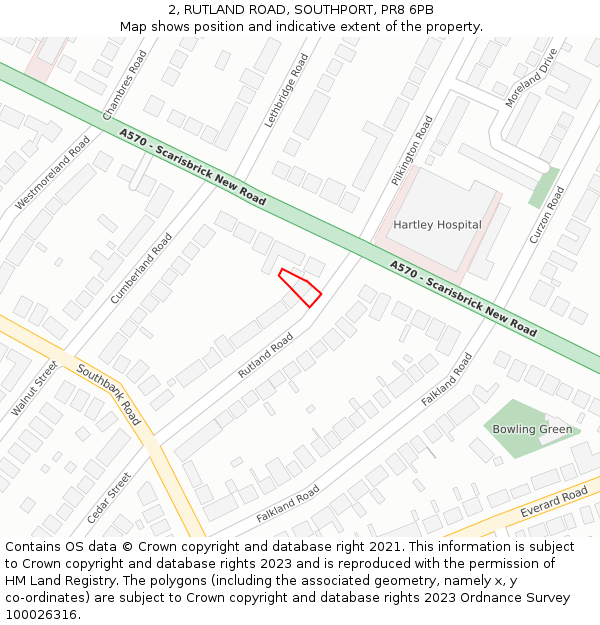 2, RUTLAND ROAD, SOUTHPORT, PR8 6PB: Location map and indicative extent of plot