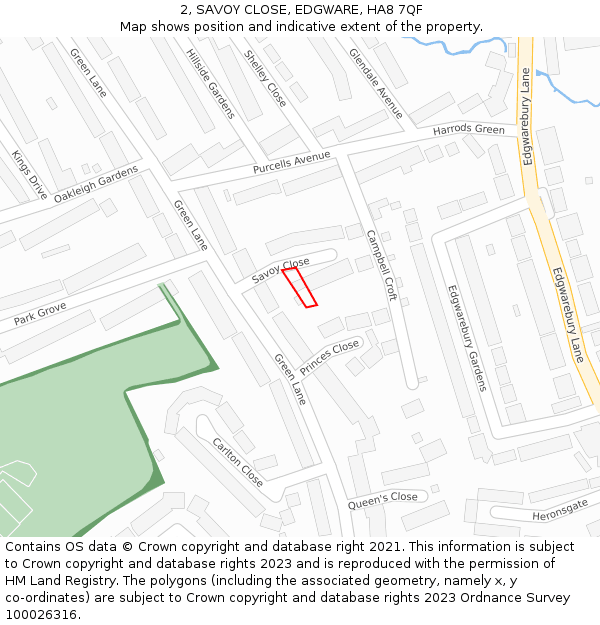 2, SAVOY CLOSE, EDGWARE, HA8 7QF: Location map and indicative extent of plot