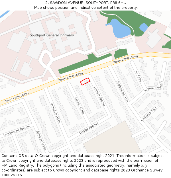 2, SAWDON AVENUE, SOUTHPORT, PR8 6HU: Location map and indicative extent of plot