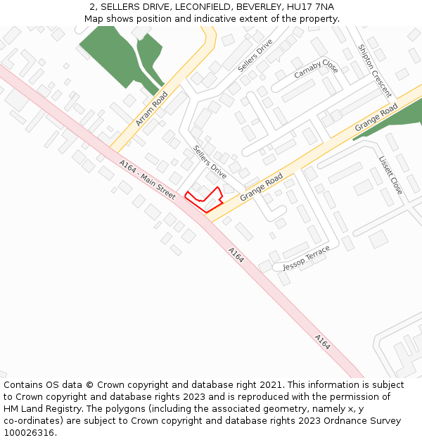 2, SELLERS DRIVE, LECONFIELD, BEVERLEY, HU17 7NA: Location map and indicative extent of plot