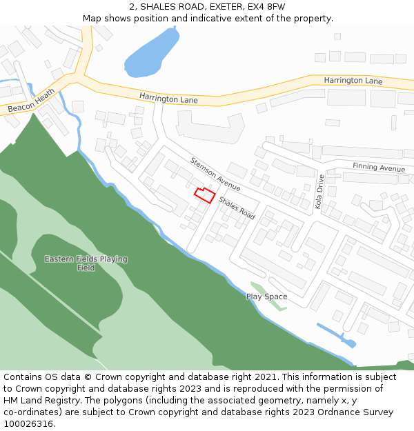 2, SHALES ROAD, EXETER, EX4 8FW: Location map and indicative extent of plot