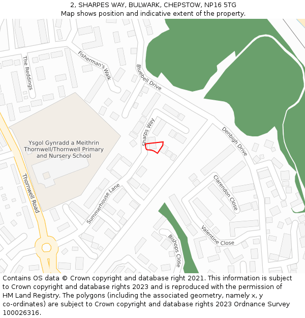 2, SHARPES WAY, BULWARK, CHEPSTOW, NP16 5TG: Location map and indicative extent of plot