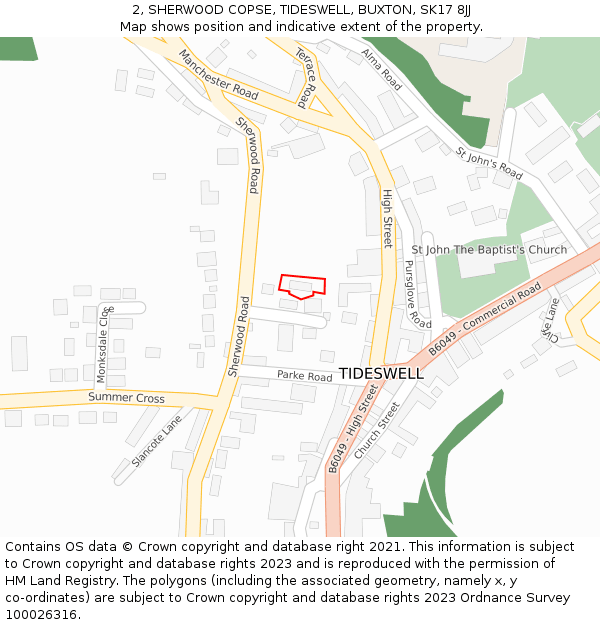 2, SHERWOOD COPSE, TIDESWELL, BUXTON, SK17 8JJ: Location map and indicative extent of plot