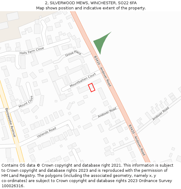 2, SILVERWOOD MEWS, WINCHESTER, SO22 6FA: Location map and indicative extent of plot