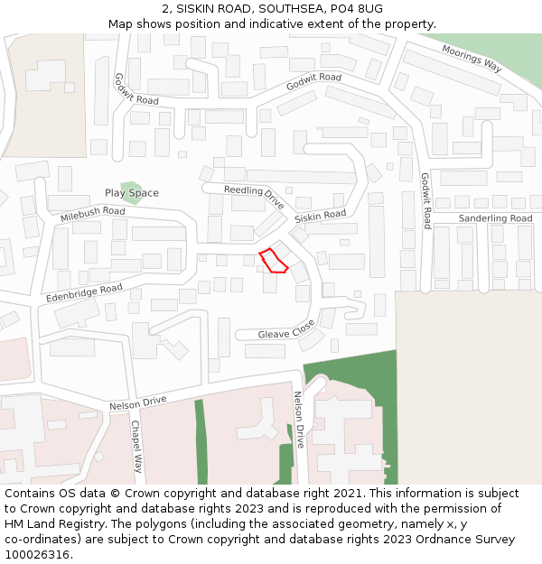 2, SISKIN ROAD, SOUTHSEA, PO4 8UG: Location map and indicative extent of plot