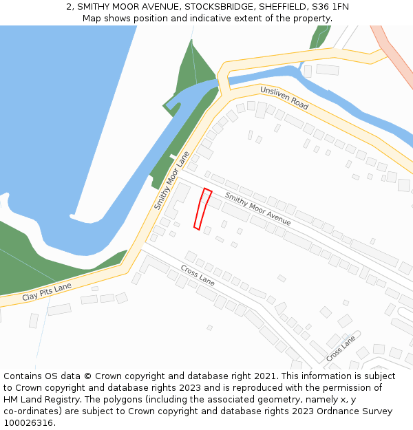 2, SMITHY MOOR AVENUE, STOCKSBRIDGE, SHEFFIELD, S36 1FN: Location map and indicative extent of plot