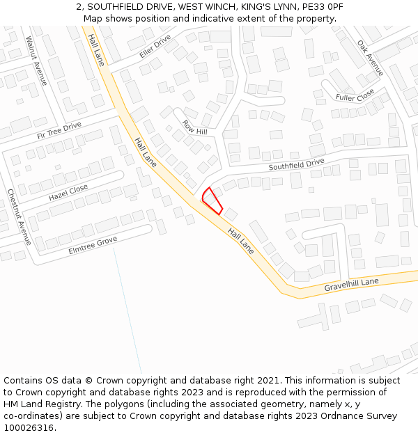 2, SOUTHFIELD DRIVE, WEST WINCH, KING'S LYNN, PE33 0PF: Location map and indicative extent of plot