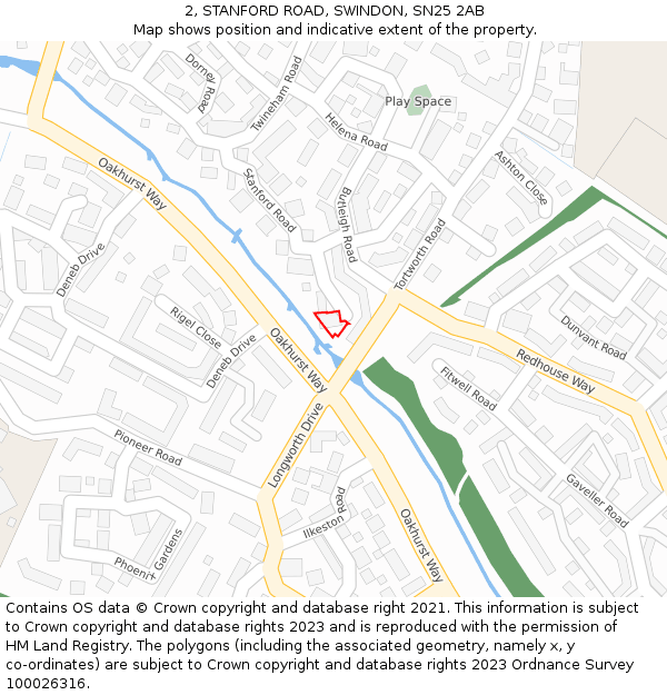 2, STANFORD ROAD, SWINDON, SN25 2AB: Location map and indicative extent of plot