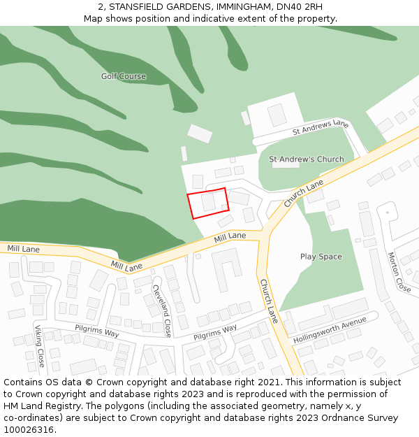 2, STANSFIELD GARDENS, IMMINGHAM, DN40 2RH: Location map and indicative extent of plot