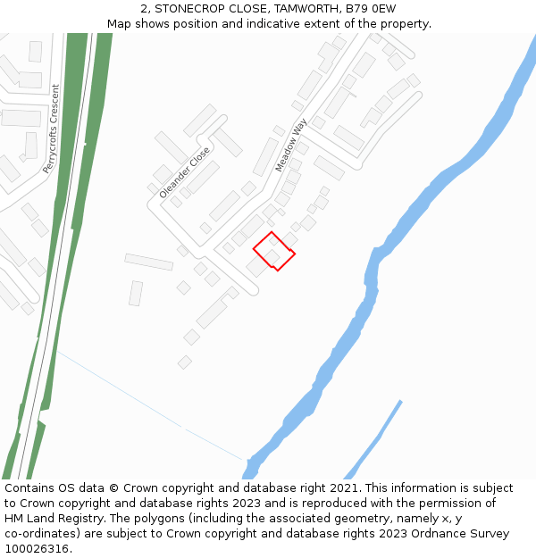 2, STONECROP CLOSE, TAMWORTH, B79 0EW: Location map and indicative extent of plot