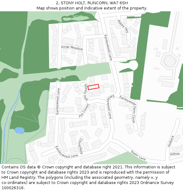 2, STONY HOLT, RUNCORN, WA7 6SH: Location map and indicative extent of plot