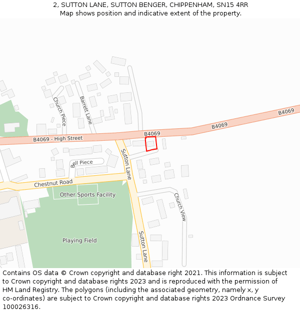 2, SUTTON LANE, SUTTON BENGER, CHIPPENHAM, SN15 4RR: Location map and indicative extent of plot