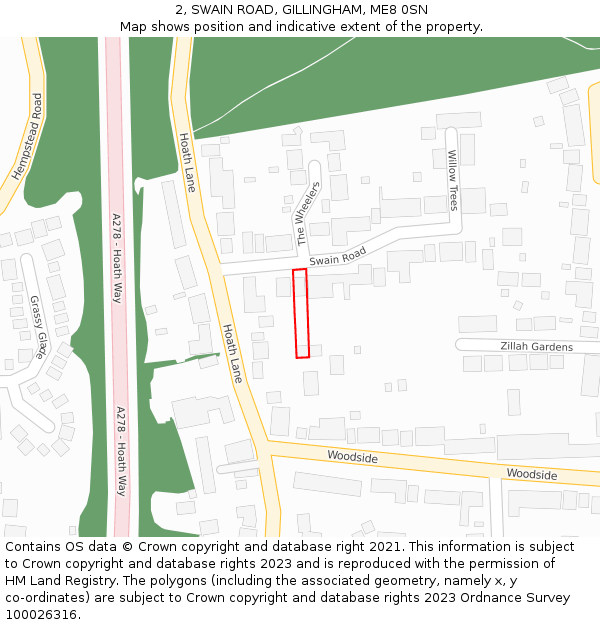 2, SWAIN ROAD, GILLINGHAM, ME8 0SN: Location map and indicative extent of plot