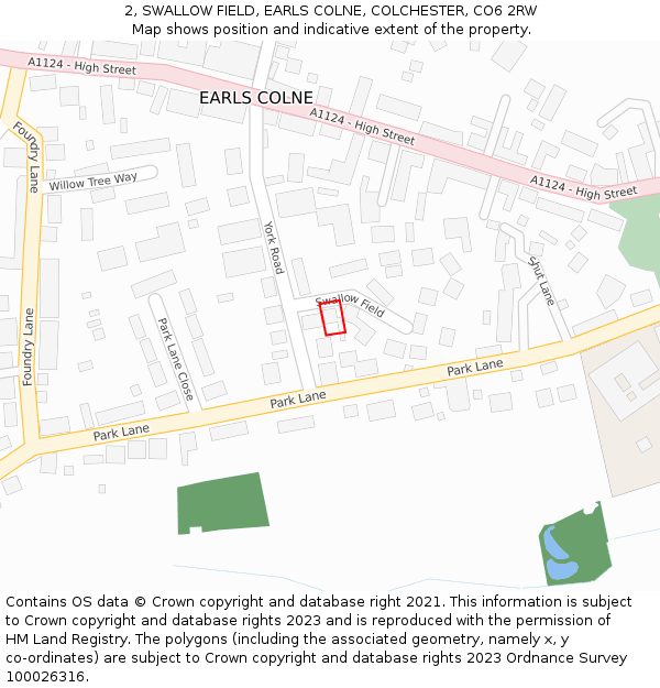 2, SWALLOW FIELD, EARLS COLNE, COLCHESTER, CO6 2RW: Location map and indicative extent of plot