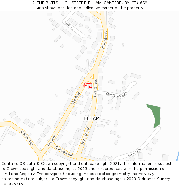 2, THE BUTTS, HIGH STREET, ELHAM, CANTERBURY, CT4 6SY: Location map and indicative extent of plot