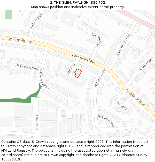 2, THE GLEN, RAYLEIGH, SS6 7QZ: Location map and indicative extent of plot