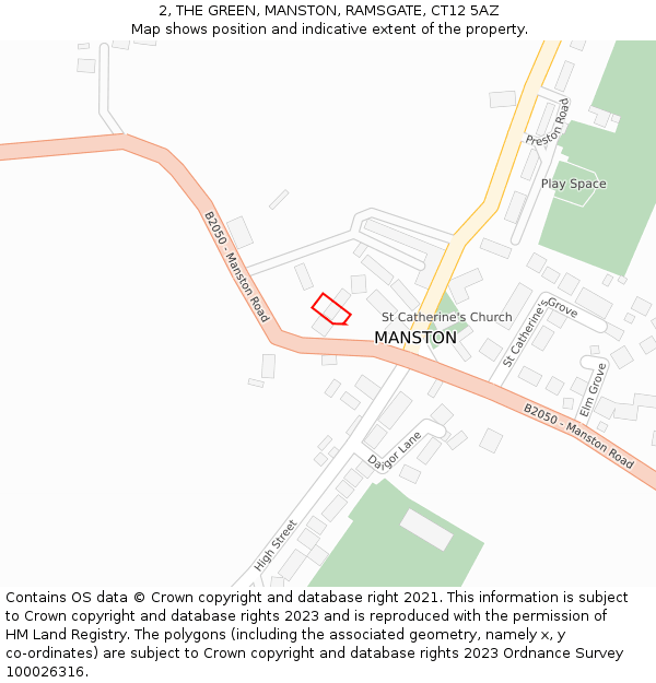 2, THE GREEN, MANSTON, RAMSGATE, CT12 5AZ: Location map and indicative extent of plot