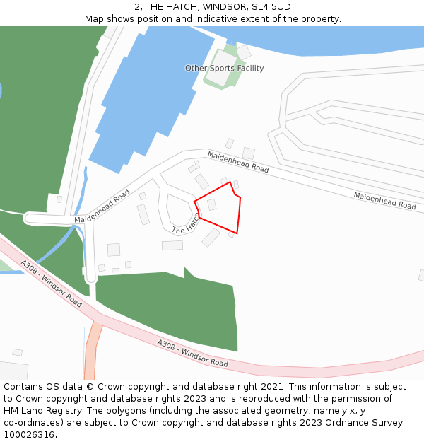 2, THE HATCH, WINDSOR, SL4 5UD: Location map and indicative extent of plot