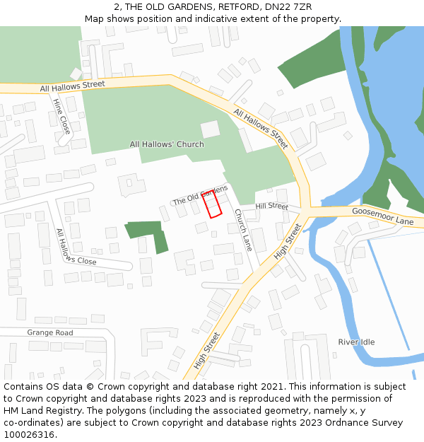 2, THE OLD GARDENS, RETFORD, DN22 7ZR: Location map and indicative extent of plot