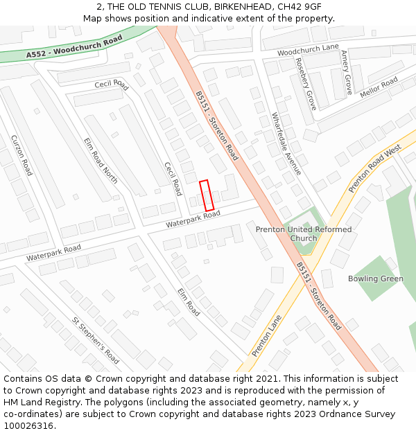 2, THE OLD TENNIS CLUB, BIRKENHEAD, CH42 9GF: Location map and indicative extent of plot