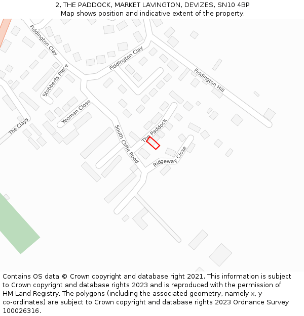 2, THE PADDOCK, MARKET LAVINGTON, DEVIZES, SN10 4BP: Location map and indicative extent of plot