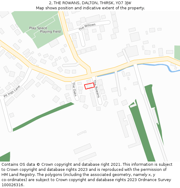 2, THE ROWANS, DALTON, THIRSK, YO7 3JW: Location map and indicative extent of plot