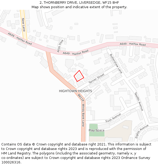 2, THORNBERRY DRIVE, LIVERSEDGE, WF15 8HF: Location map and indicative extent of plot