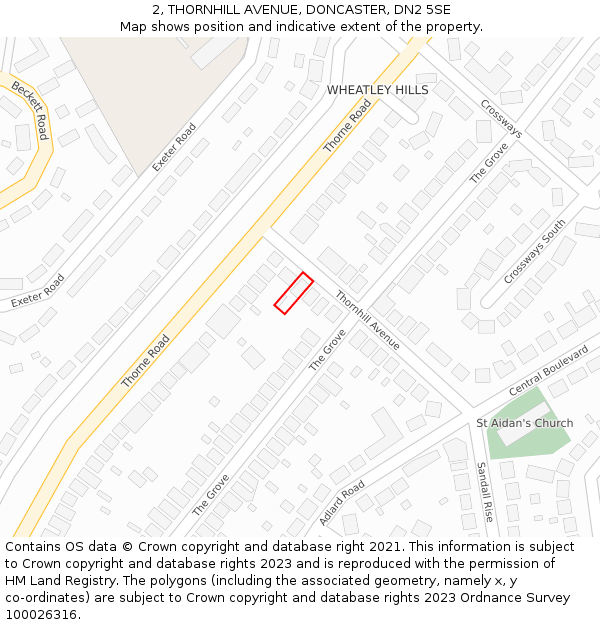 2, THORNHILL AVENUE, DONCASTER, DN2 5SE: Location map and indicative extent of plot