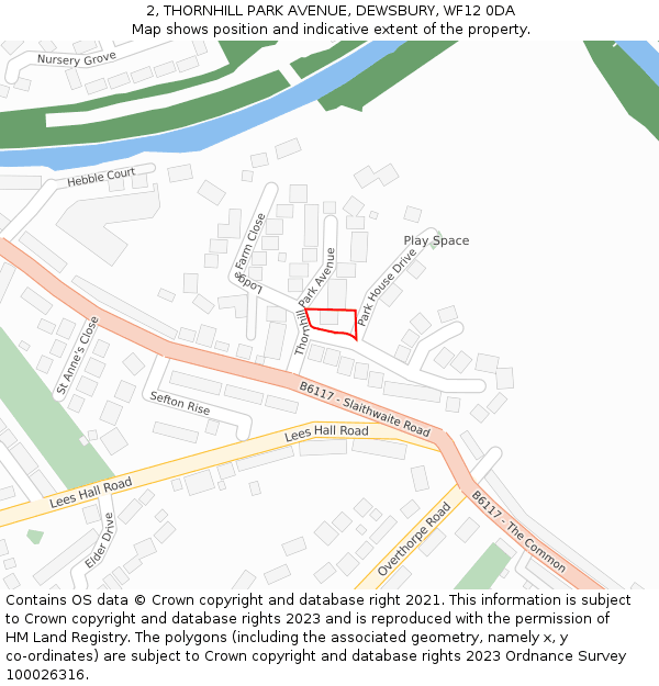 2, THORNHILL PARK AVENUE, DEWSBURY, WF12 0DA: Location map and indicative extent of plot