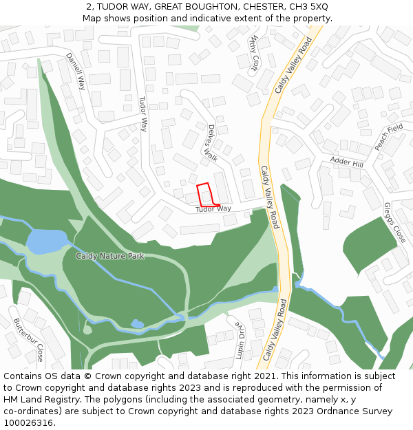 2, TUDOR WAY, GREAT BOUGHTON, CHESTER, CH3 5XQ: Location map and indicative extent of plot