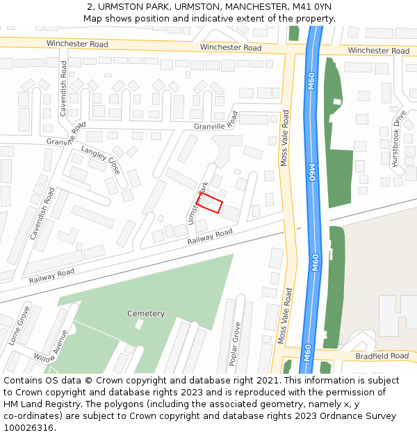 2, URMSTON PARK, URMSTON, MANCHESTER, M41 0YN: Location map and indicative extent of plot