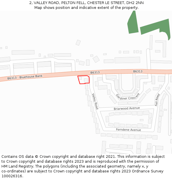 2, VALLEY ROAD, PELTON FELL, CHESTER LE STREET, DH2 2NN: Location map and indicative extent of plot