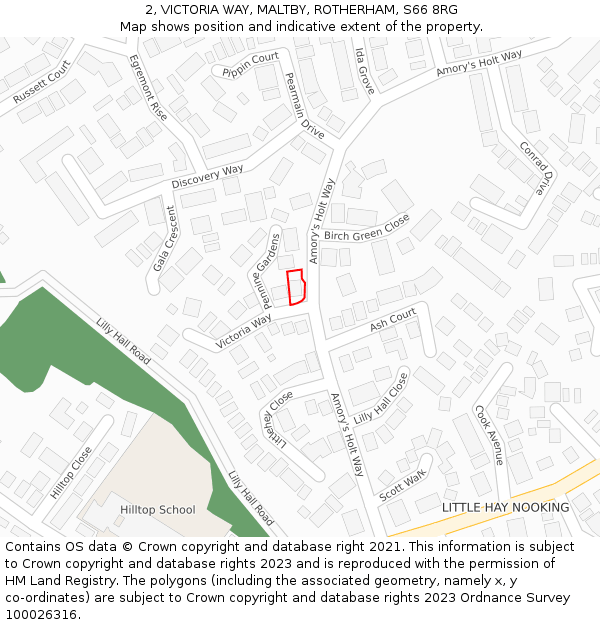 2, VICTORIA WAY, MALTBY, ROTHERHAM, S66 8RG: Location map and indicative extent of plot