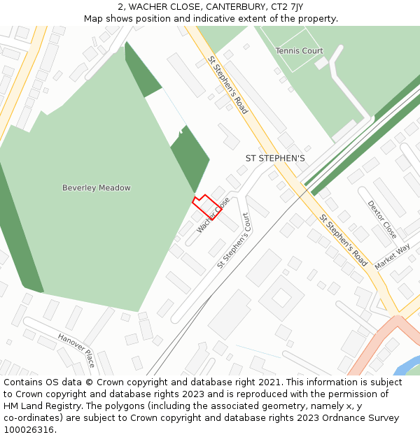 2, WACHER CLOSE, CANTERBURY, CT2 7JY: Location map and indicative extent of plot