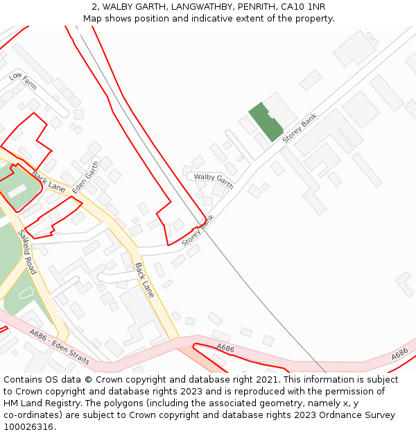 2, WALBY GARTH, LANGWATHBY, PENRITH, CA10 1NR: Location map and indicative extent of plot