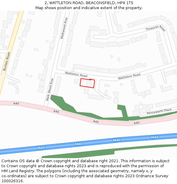 2, WATTLETON ROAD, BEACONSFIELD, HP9 1TS: Location map and indicative extent of plot