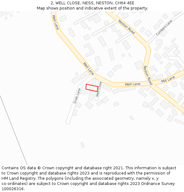 2, WELL CLOSE, NESS, NESTON, CH64 4EE: Location map and indicative extent of plot