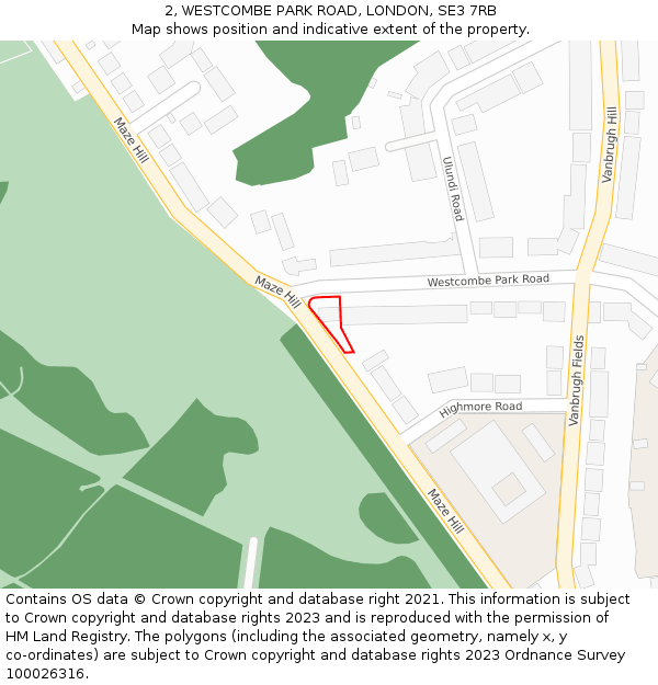 2, WESTCOMBE PARK ROAD, LONDON, SE3 7RB: Location map and indicative extent of plot