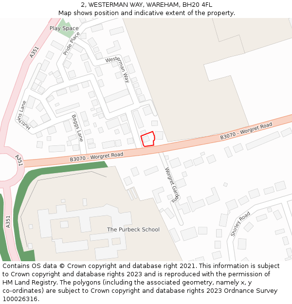 2, WESTERMAN WAY, WAREHAM, BH20 4FL: Location map and indicative extent of plot