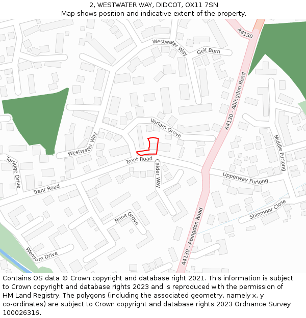 2, WESTWATER WAY, DIDCOT, OX11 7SN: Location map and indicative extent of plot