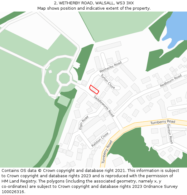 2, WETHERBY ROAD, WALSALL, WS3 3XX: Location map and indicative extent of plot