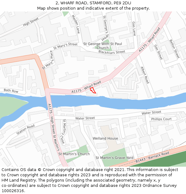 2, WHARF ROAD, STAMFORD, PE9 2DU: Location map and indicative extent of plot