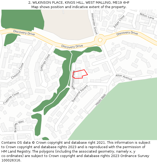 2, WILKINSON PLACE, KINGS HILL, WEST MALLING, ME19 4HF: Location map and indicative extent of plot