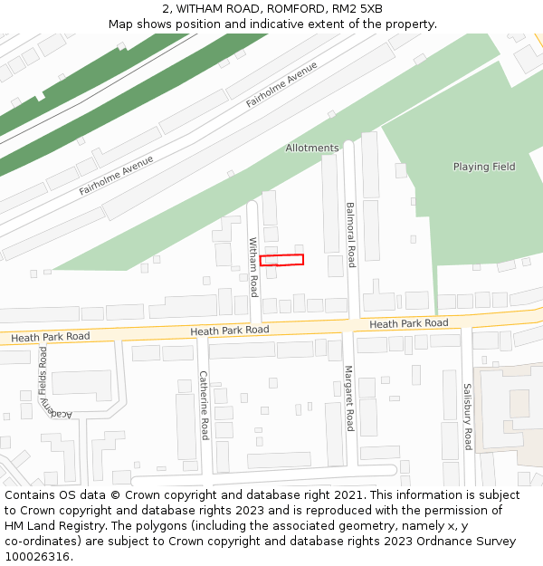 2, WITHAM ROAD, ROMFORD, RM2 5XB: Location map and indicative extent of plot