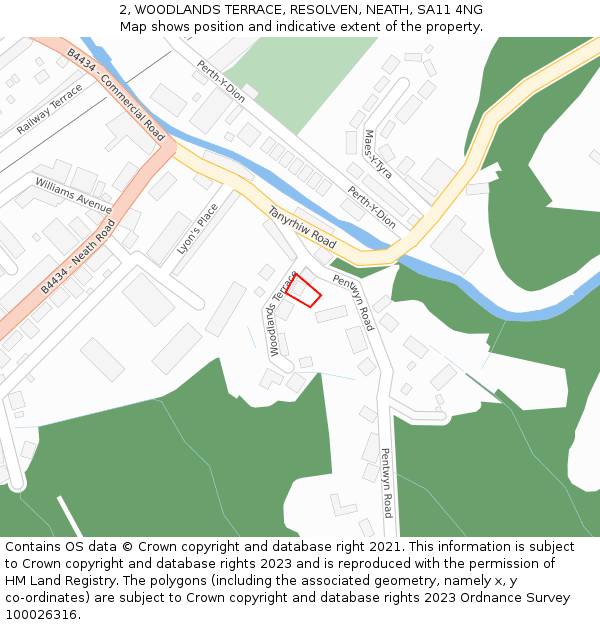 2, WOODLANDS TERRACE, RESOLVEN, NEATH, SA11 4NG: Location map and indicative extent of plot